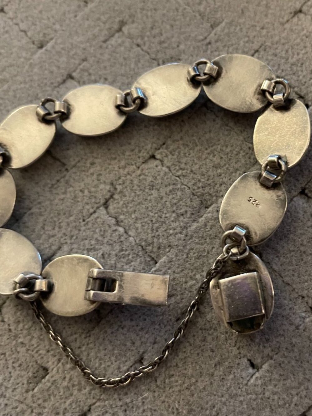 LAST Vintage TAXCO Bracelet Multi Stone 23 grams 7" 925 Mid Century Handmade - Picture 3 of 14